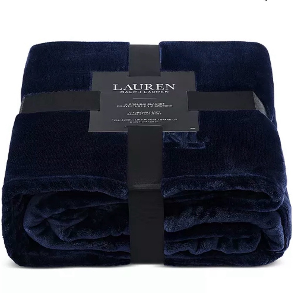 Ralph Lauren Deep Blue Plush Blanket